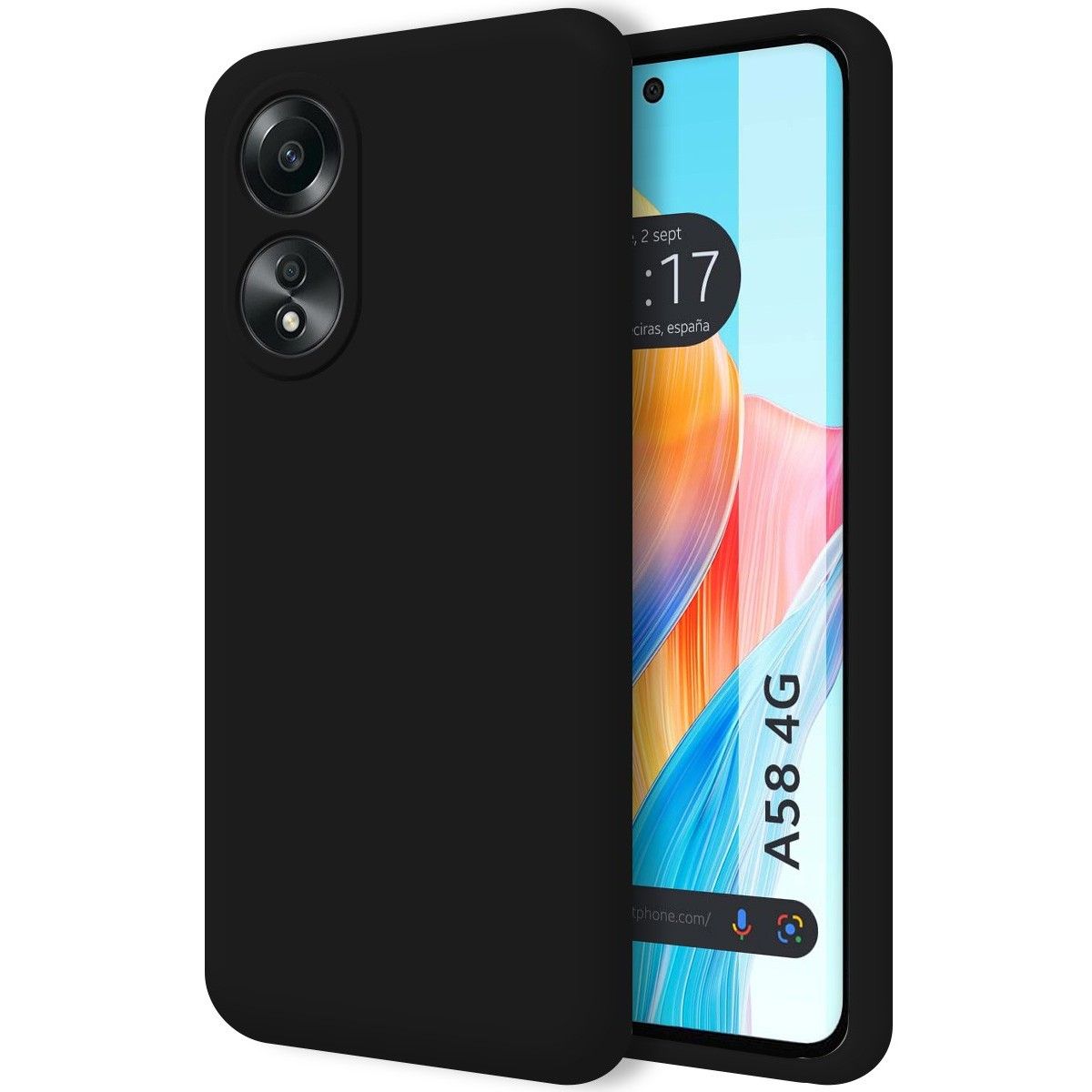 Funda Silicona Líquida Ultra Suave para Oppo A58 4G color Negro