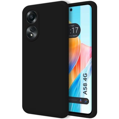 Funda Silicona Líquida Ultra Suave para Oppo A58 4G color Negro