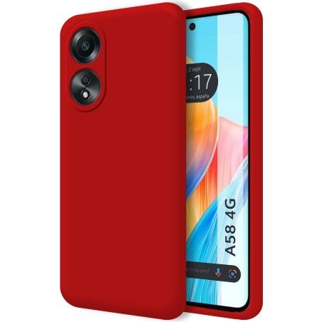 Funda Silicona Líquida Ultra Suave para Oppo A58 4G color Rojo