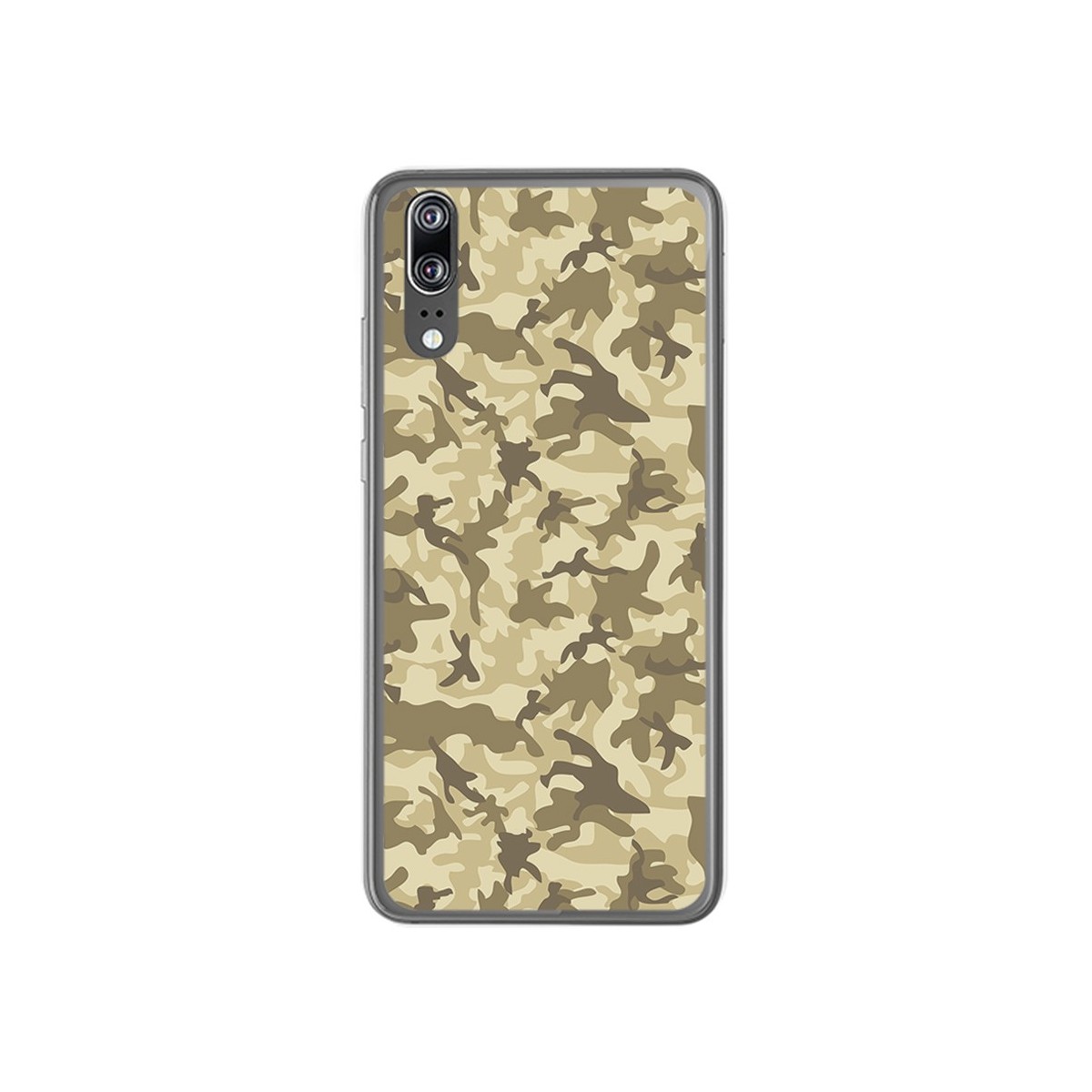 Funda Gel Tpu para Huawei P20 Diseño Sand Camuflaje Dibujos