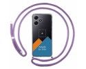 Personaliza tu Funda Colgante Transparente para Xiaomi Redmi 12 5G con Cordon Morado Dibujo Personalizada