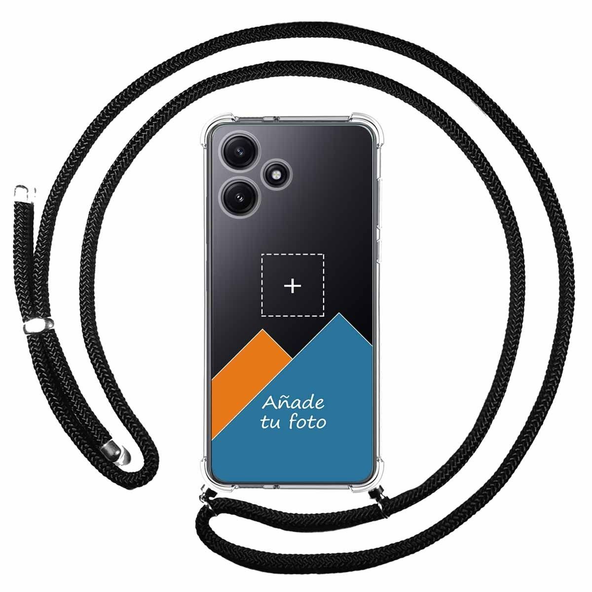 Personaliza tu Funda Colgante Transparente para Xiaomi Redmi 12 5G con Cordon Negro Dibujo Personalizada