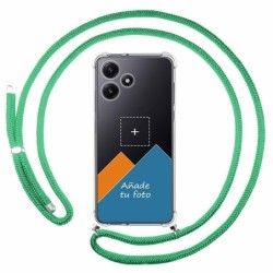 Personaliza tu Funda Colgante Transparente para Xiaomi Redmi 12 5G con Cordon Verde Agua Dibujo Personalizada