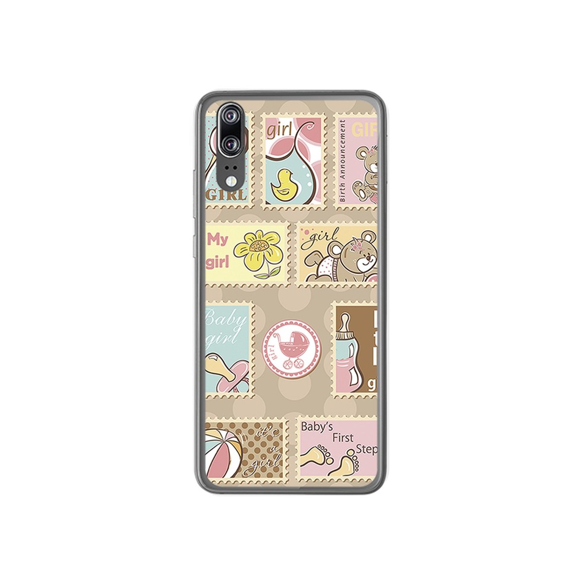 Funda Gel Tpu para Huawei P20 Diseño Sellos Dibujos