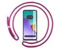 Funda Colgante Transparente para Xiaomi Redmi 12 5G con Cordon Rosa Fucsia
