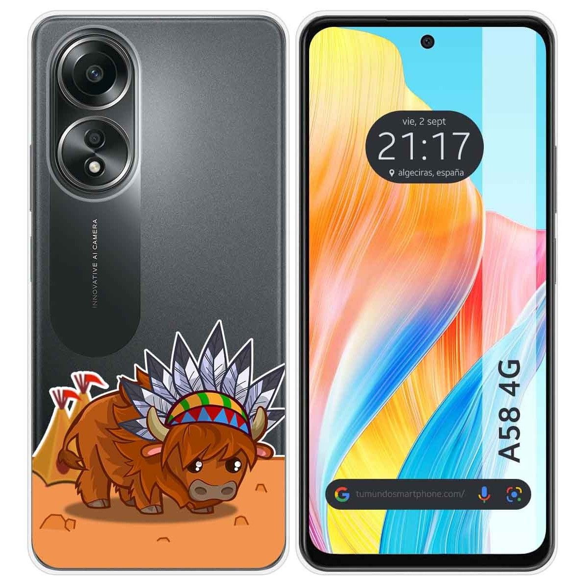 Funda Silicona Transparente para Oppo A58 4G diseño Bufalo Dibujos
