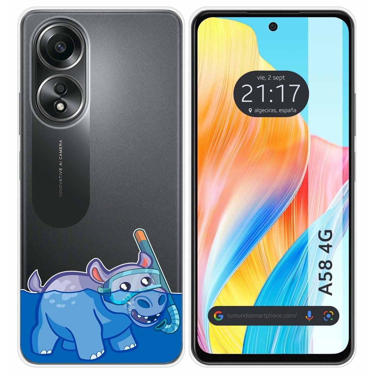 Funda Silicona Transparente para Oppo A58 4G diseño Hipo Dibujos