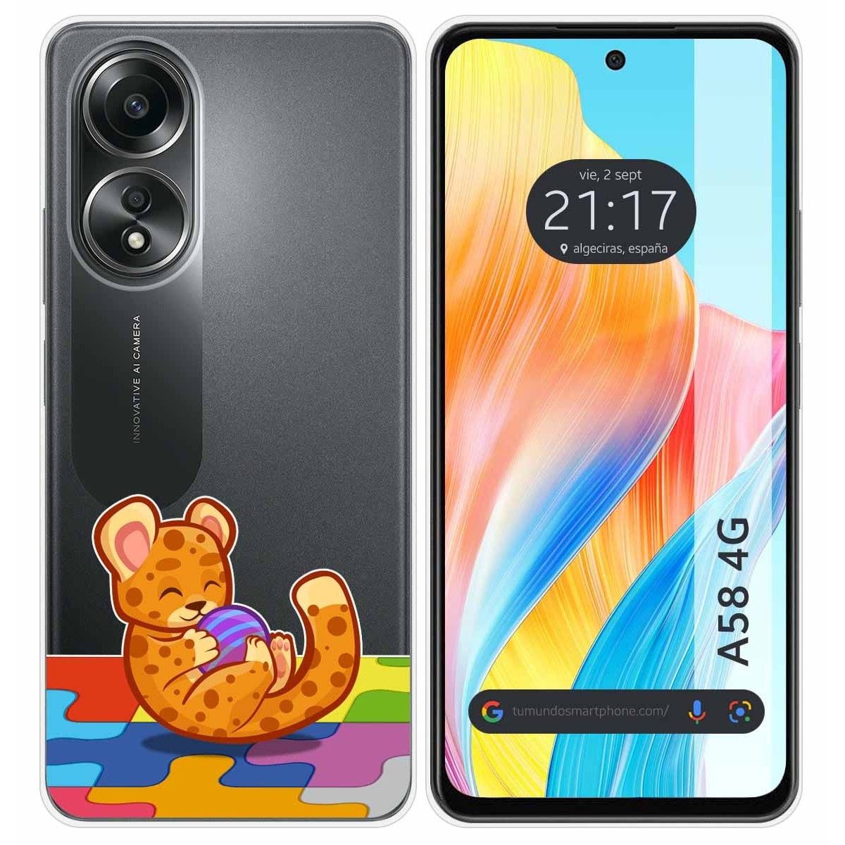 Funda Silicona Transparente para Oppo A58 4G diseño Leopardo Dibujos