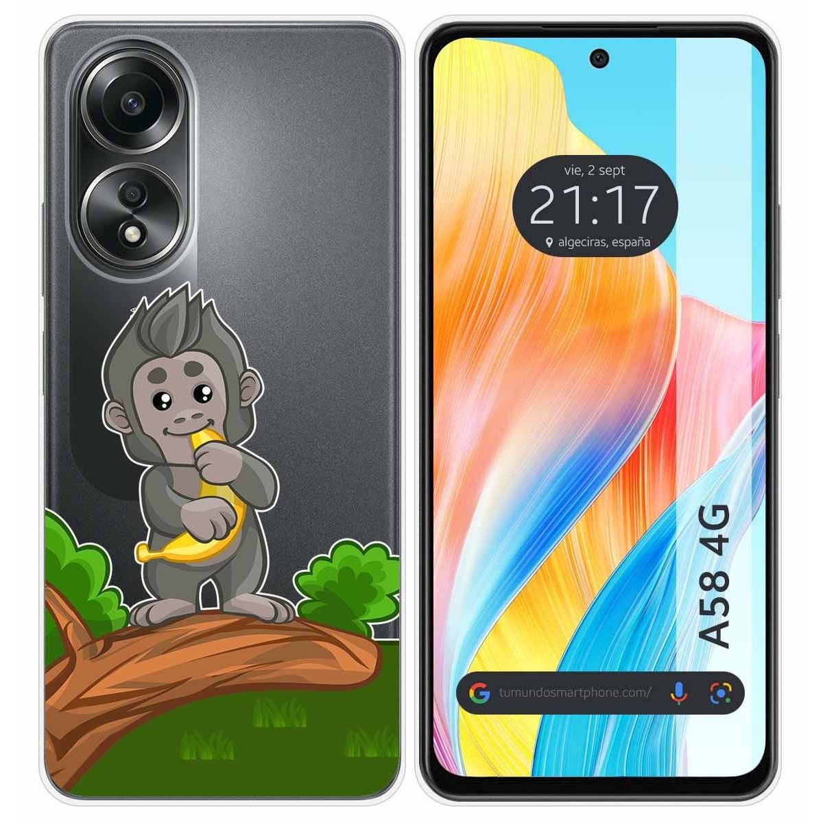 Funda Silicona Transparente para Oppo A58 4G diseño Mono Dibujos