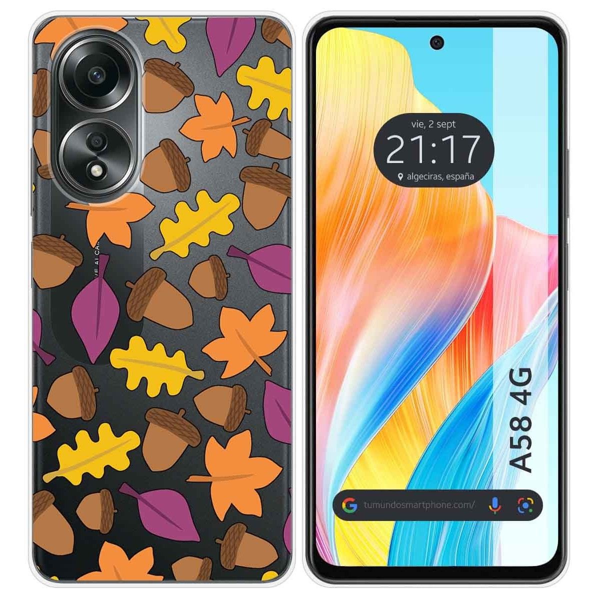 Funda Silicona Transparente para Oppo A58 4G diseño Otoño Dibujos