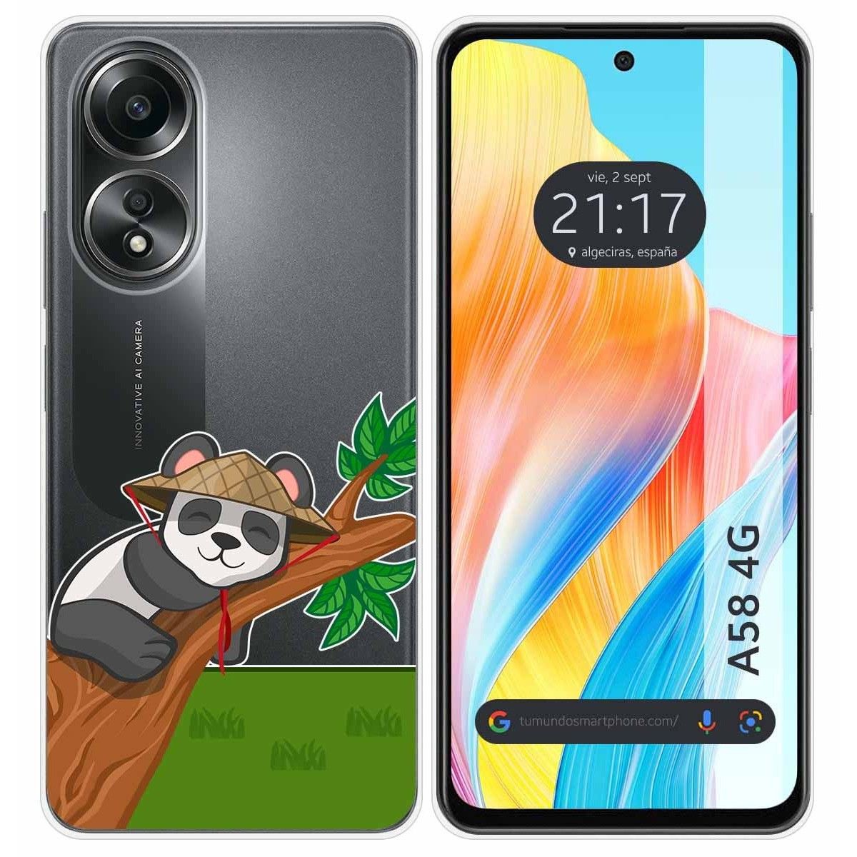 Funda Silicona Transparente para Oppo A58 4G diseño Panda Dibujos