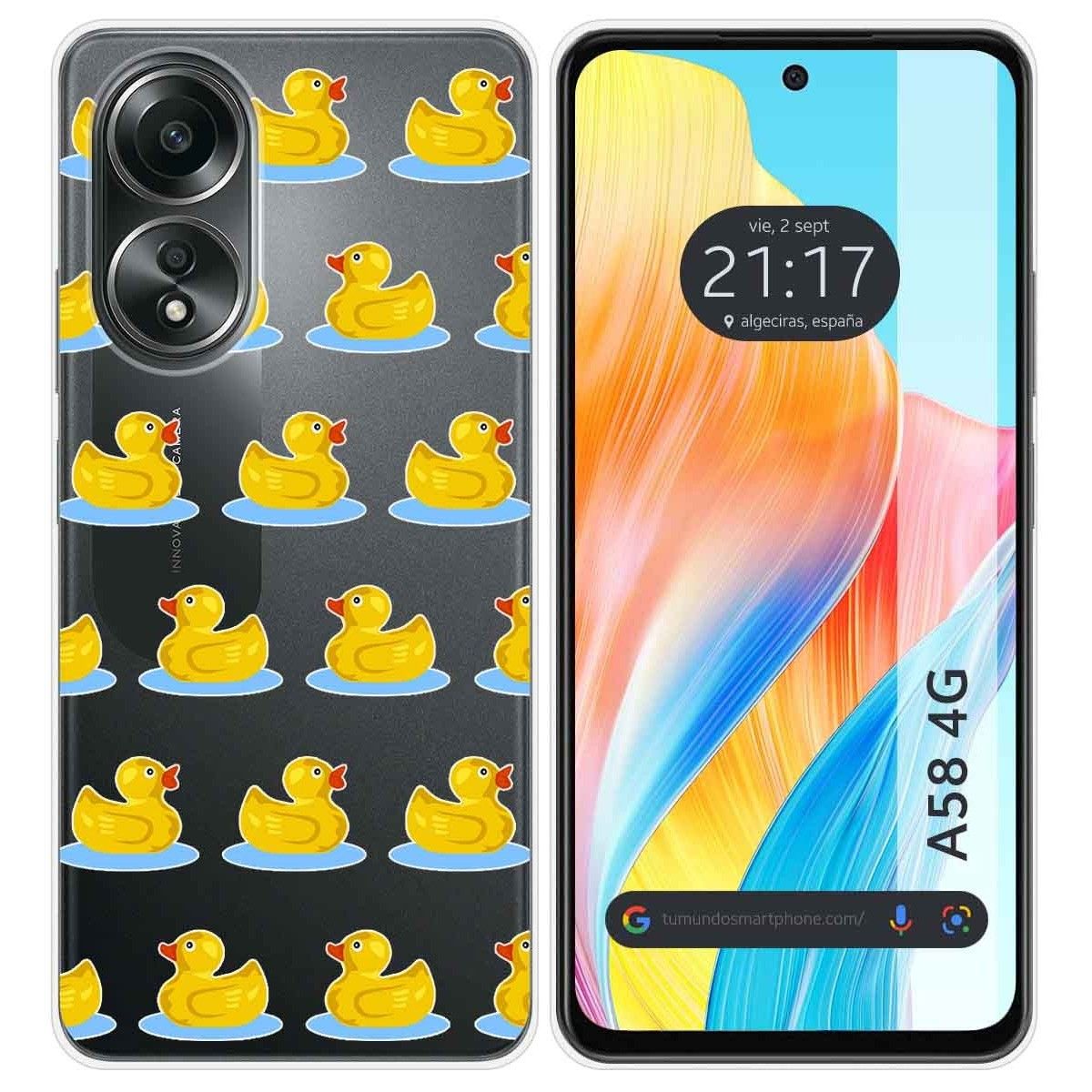 Funda Silicona Transparente para Oppo A58 4G diseño Pato Dibujos