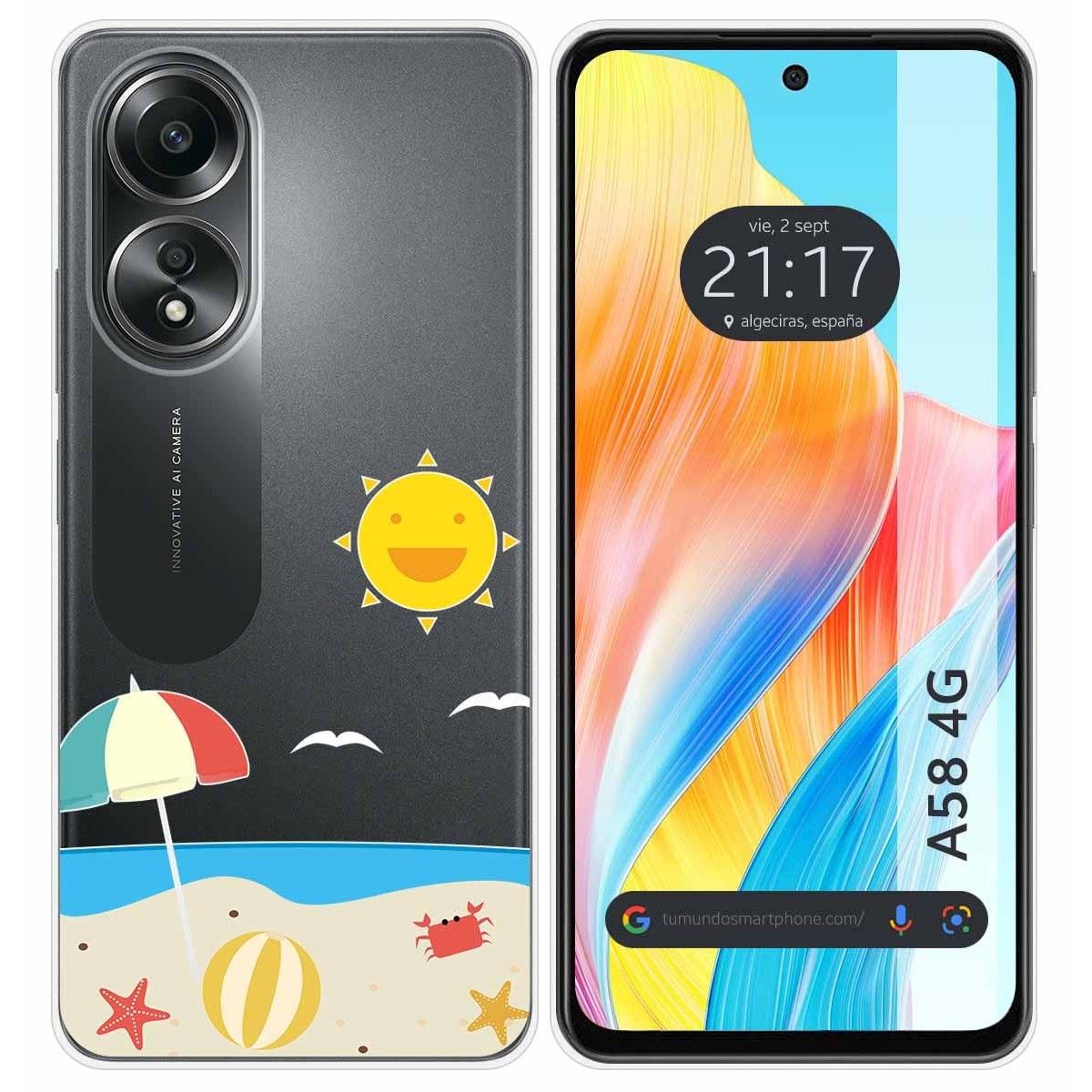 Funda Silicona Transparente para Oppo A58 4G diseño Playa Dibujos