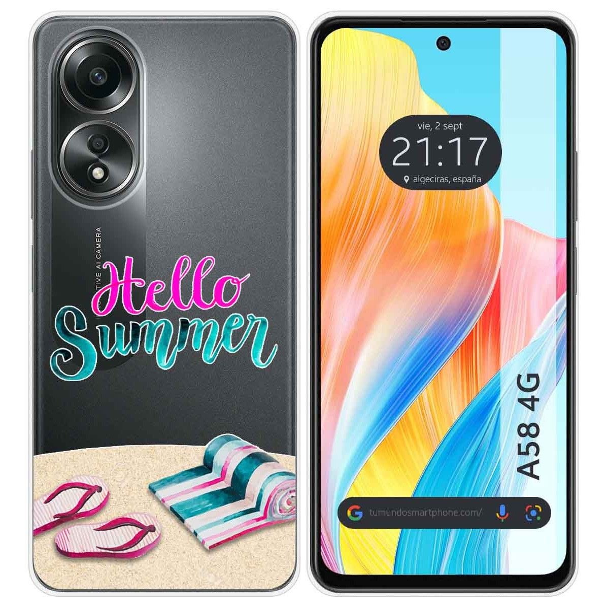 Funda Silicona Transparente para Oppo A58 4G diseño Summer Dibujos