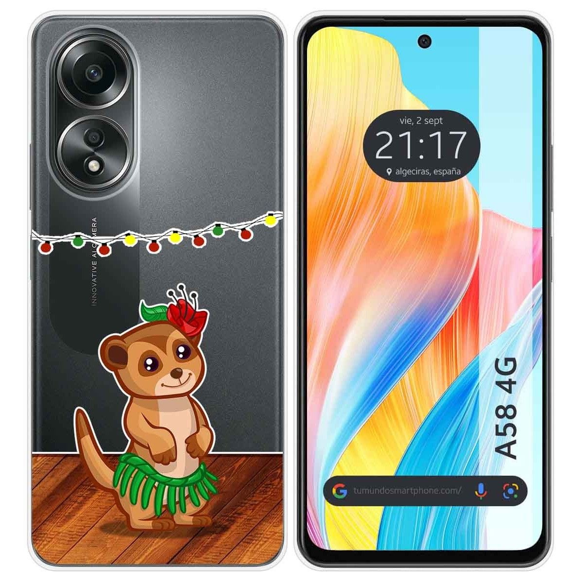 Funda Silicona Transparente para Oppo A58 4G diseño Suricata Dibujos