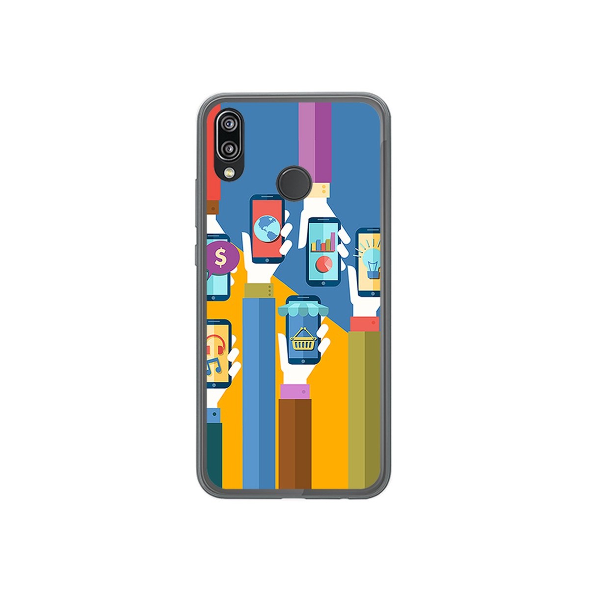 Funda Gel Tpu para Huawei P20 Lite Diseño Apps Dibujos