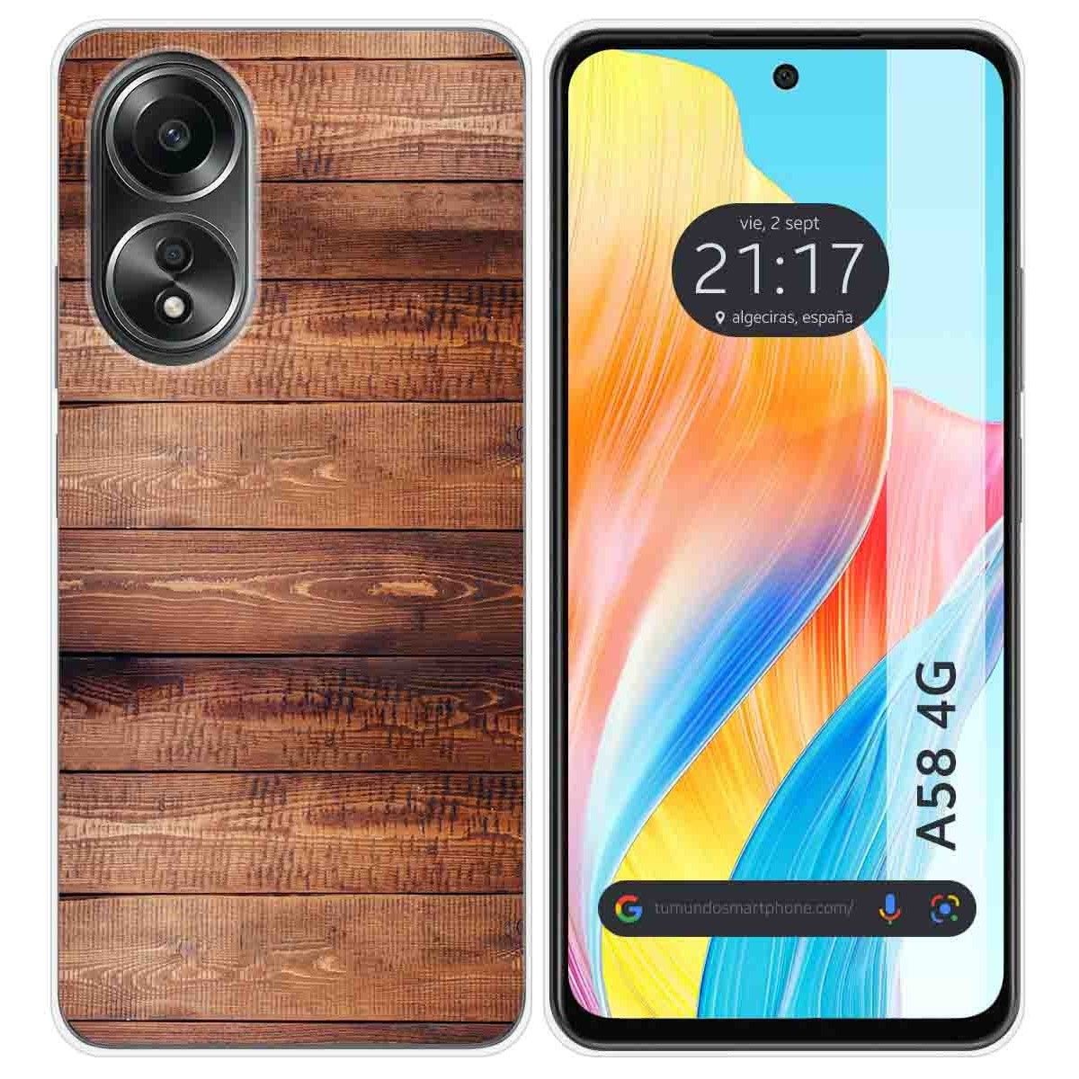 Funda Silicona para Oppo A58 4G diseño Madera 02 Dibujos