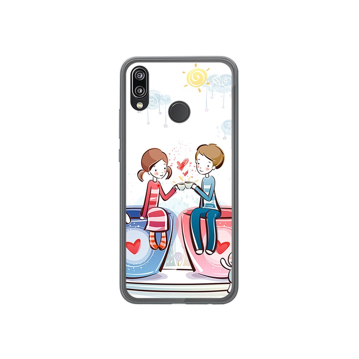 Funda Gel Tpu para Huawei P20 Lite Diseño Cafe Dibujos