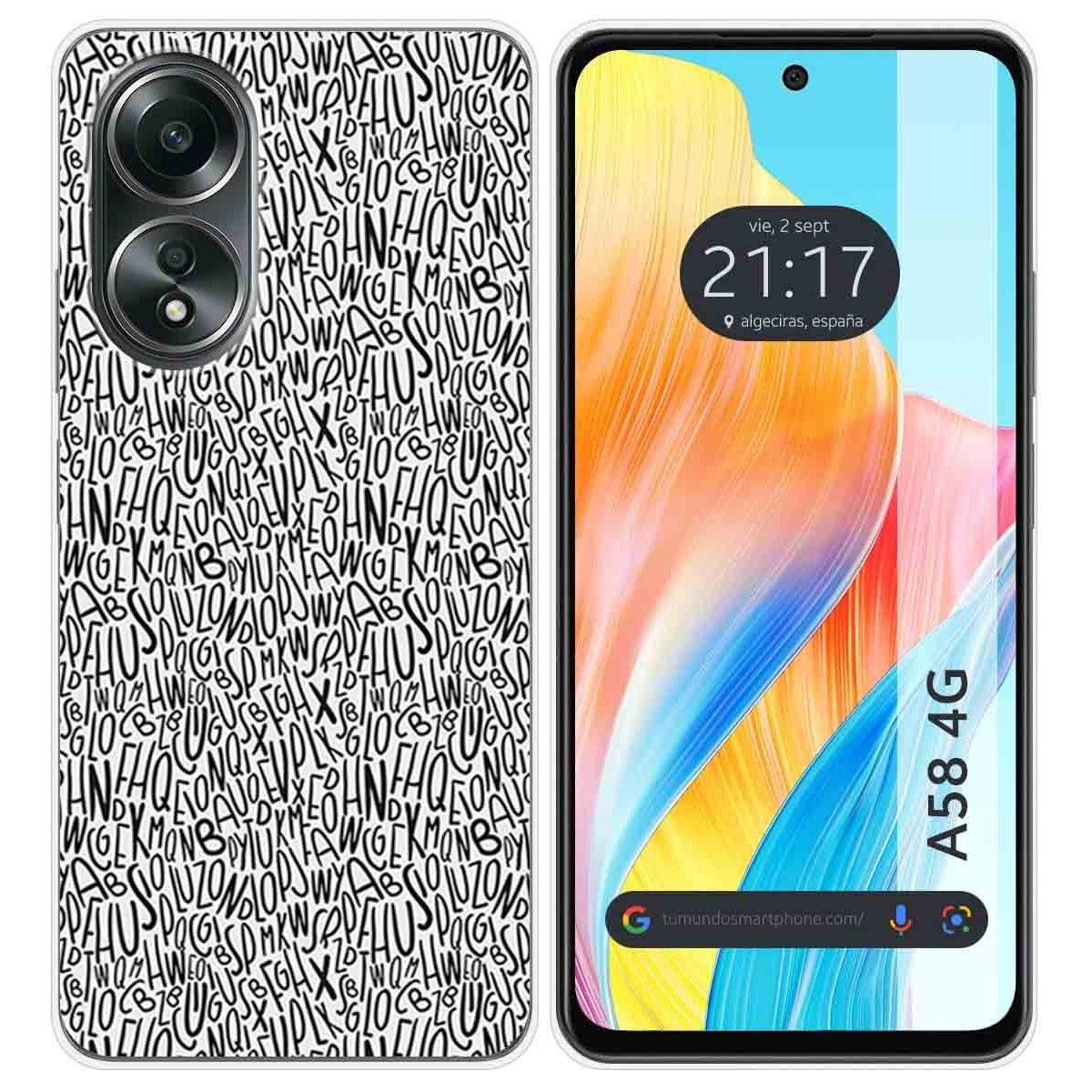 Funda Silicona para Oppo A58 4G diseño Letras Dibujos