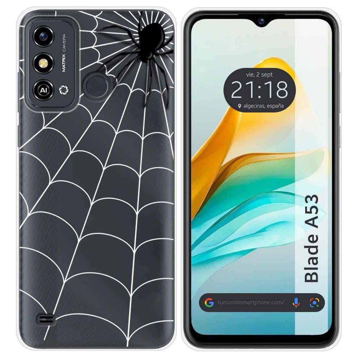 Funda Silicona Transparente para ZTE Blade A53 diseño Araña Dibujos