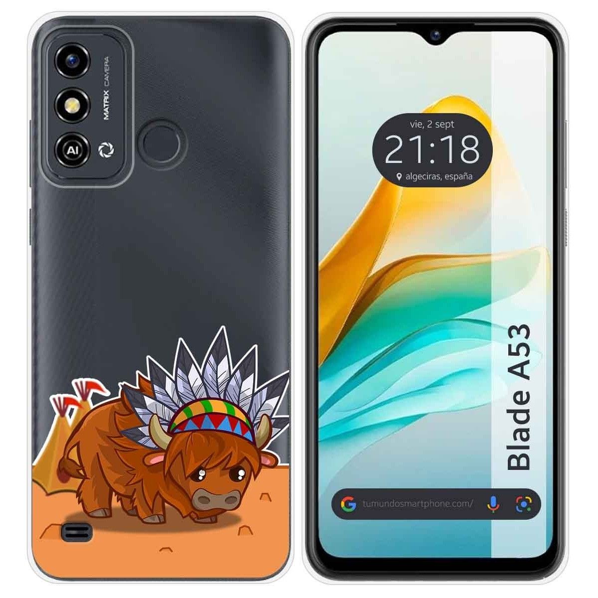 Funda Silicona Transparente para ZTE Blade A53 diseño Bufalo Dibujos