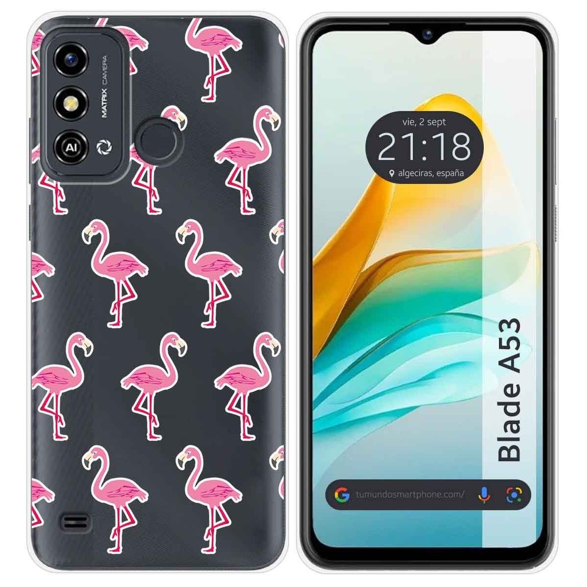 Funda Silicona Transparente para ZTE Blade A53 diseño Flamenco Dibujos