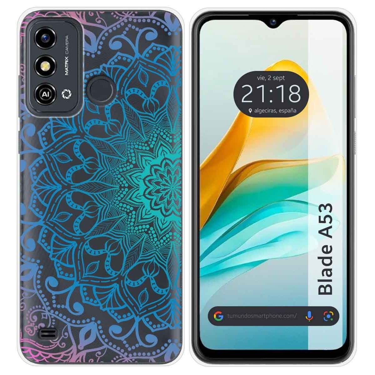 Funda Silicona Transparente para ZTE Blade A53 diseño Mandala Dibujos