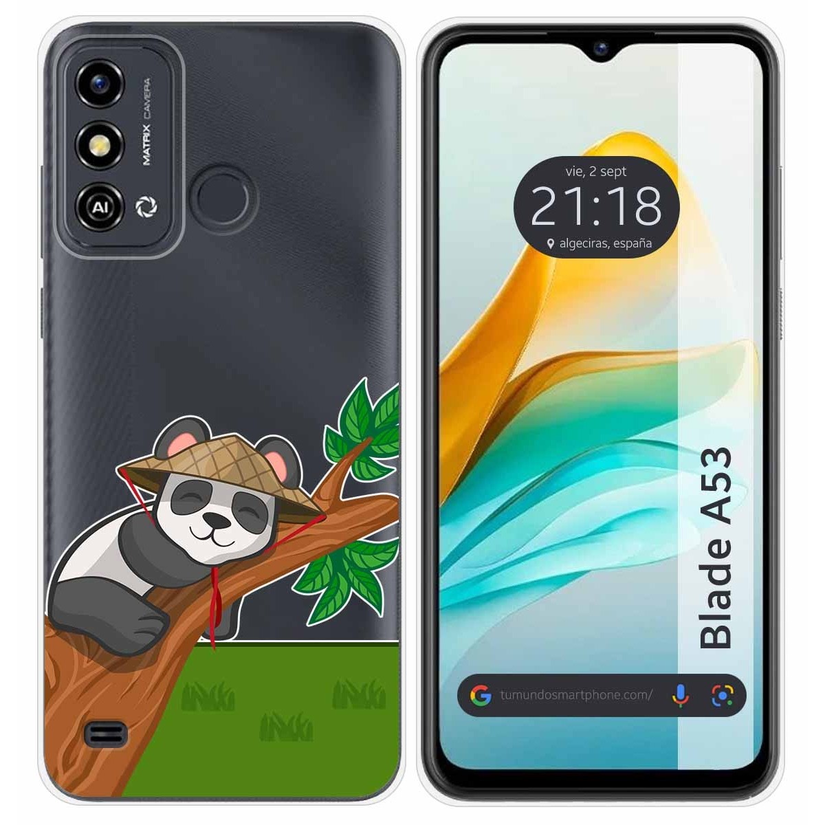 Funda Silicona Transparente para ZTE Blade A53 diseño Panda Dibujos
