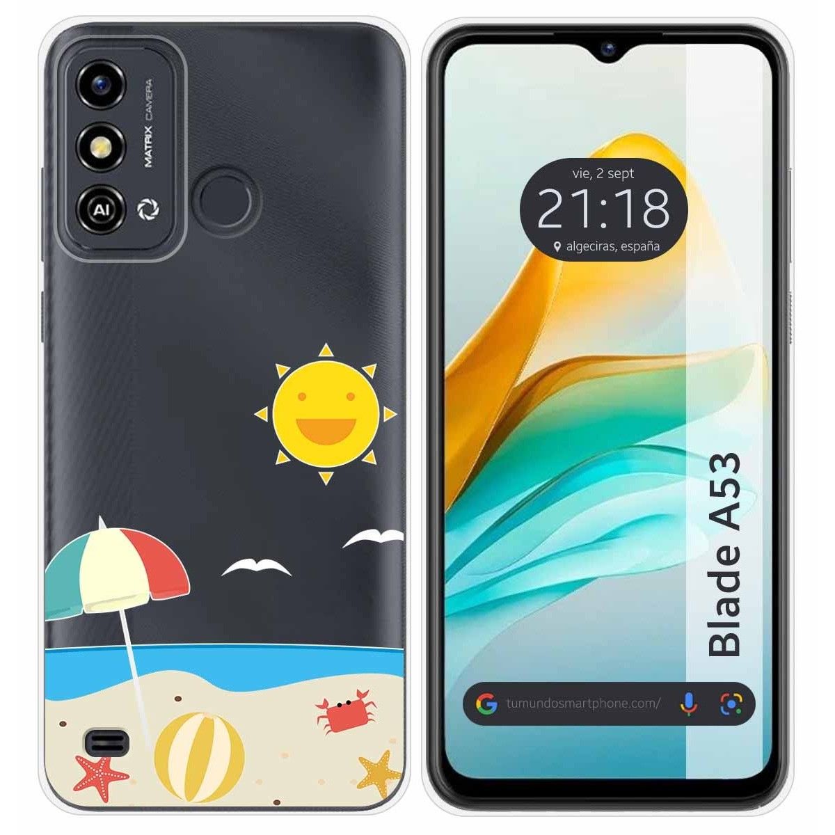 Funda Silicona Transparente para ZTE Blade A53 diseño Playa Dibujos