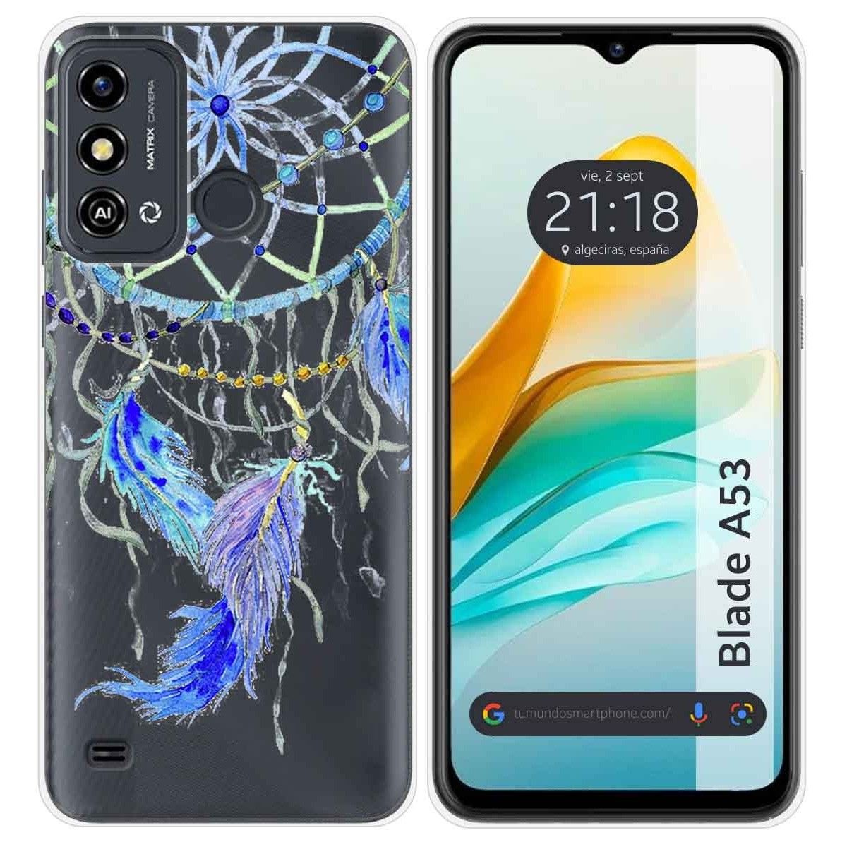 Funda Silicona Transparente para ZTE Blade A53 diseño Plumas Dibujos