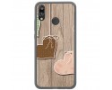 Funda Gel Tpu para Huawei P20 Lite Diseño Corazones Madera Dibujos