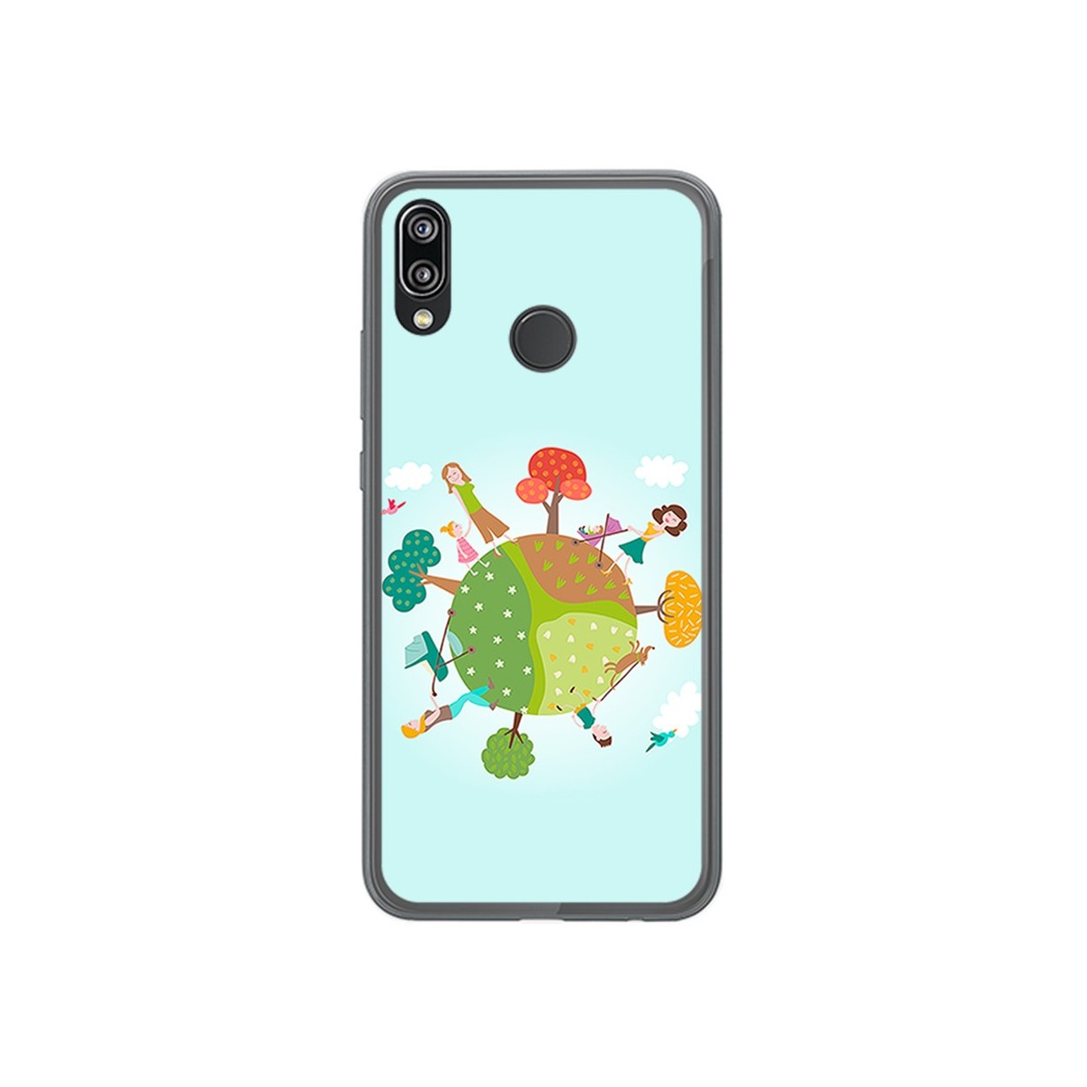 Funda Gel Tpu para Huawei P20 Lite Diseño Familia Dibujos