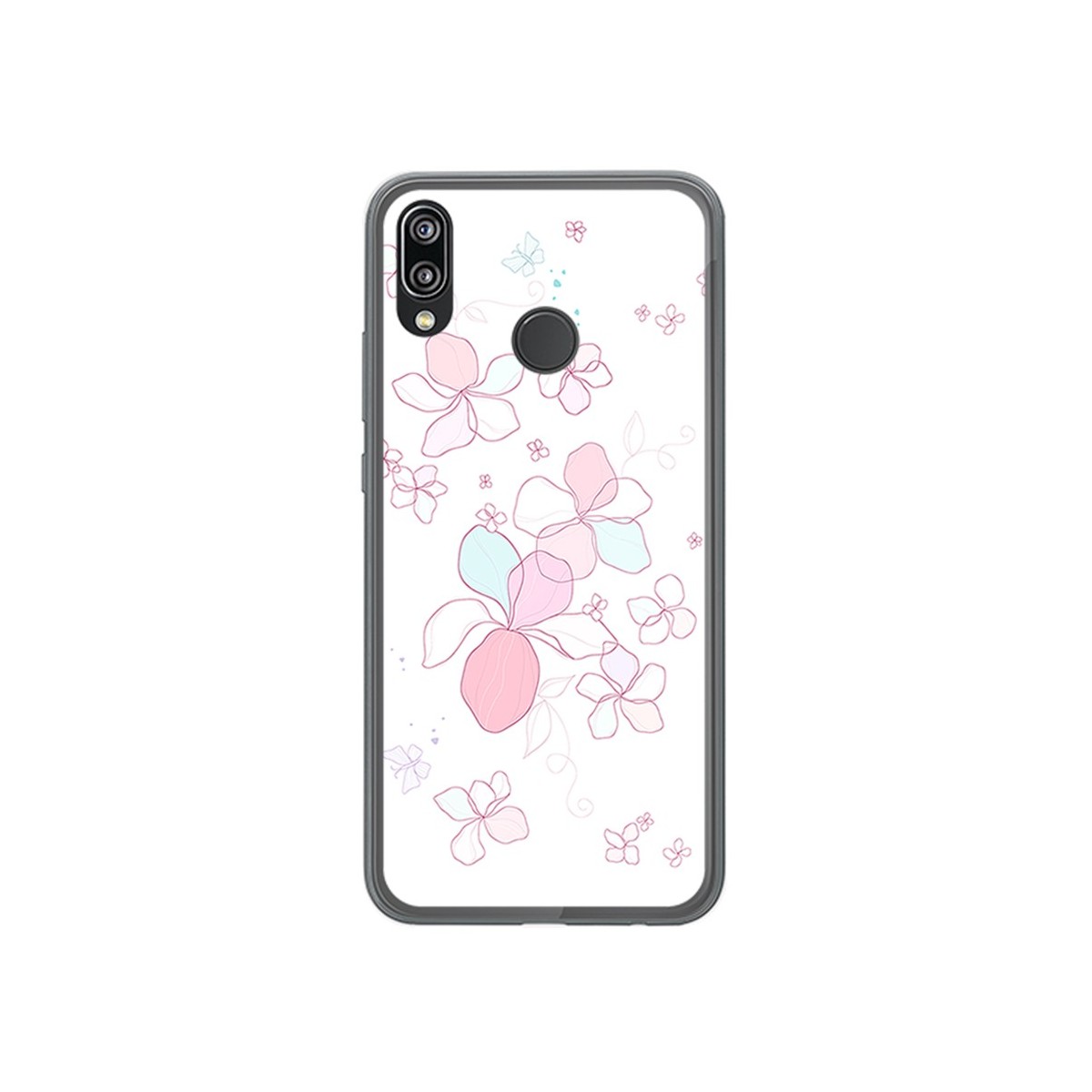Funda Gel Tpu para Huawei P20 Lite Diseño Flores Minimal Dibujos