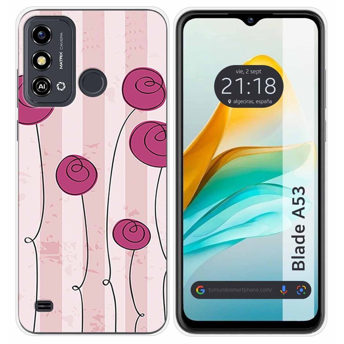Funda Silicona para ZTE Blade A53 diseño Flores Vintage Dibujos