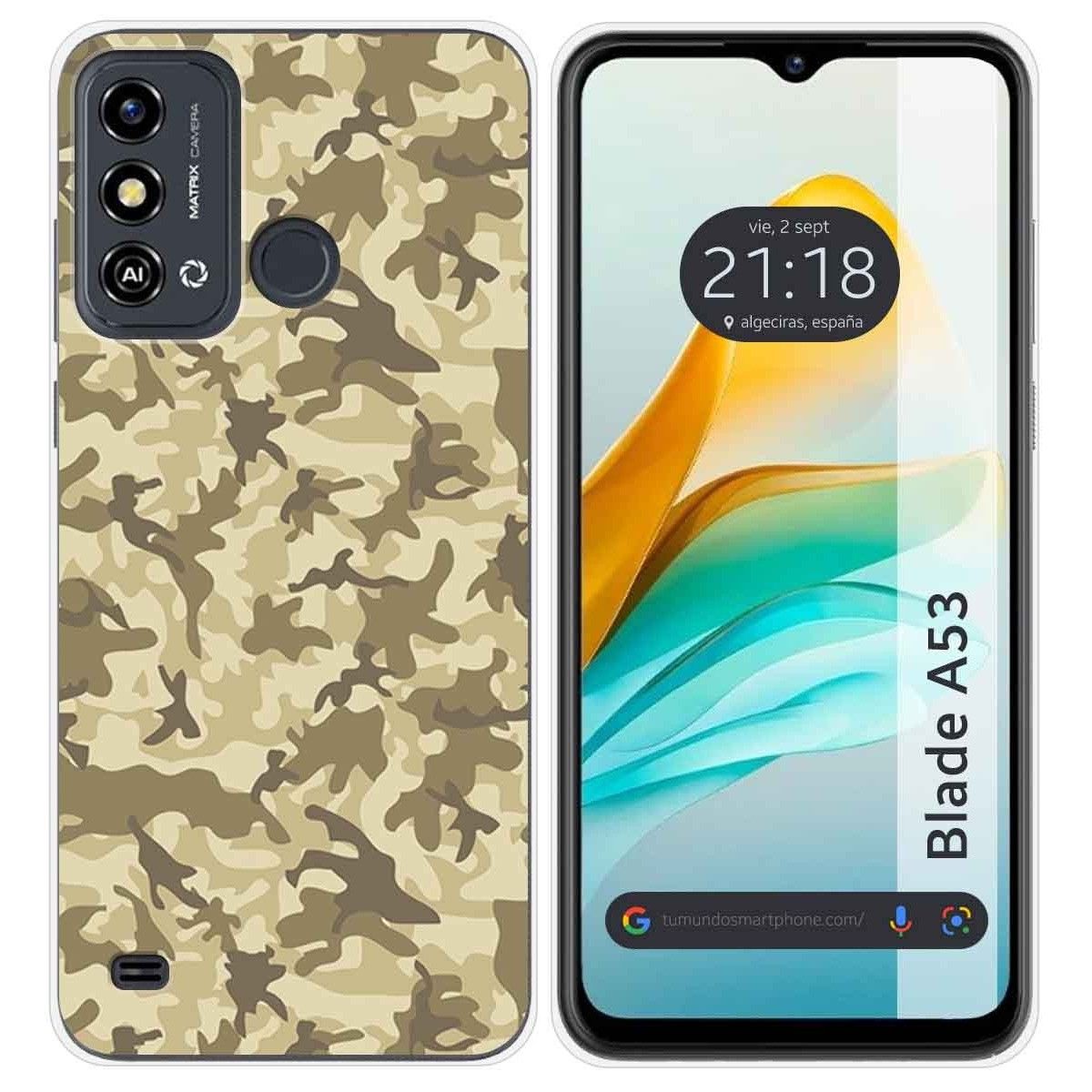 Funda Silicona para ZTE Blade A53 diseño Sand Camuflaje Dibujos