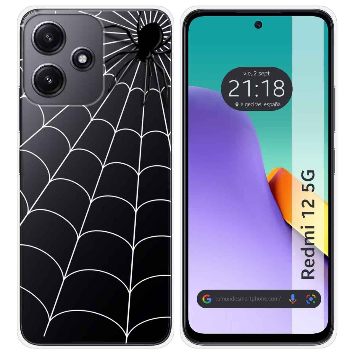 Funda Silicona Transparente para Xiaomi Redmi 12 5G diseño Araña Dibujos