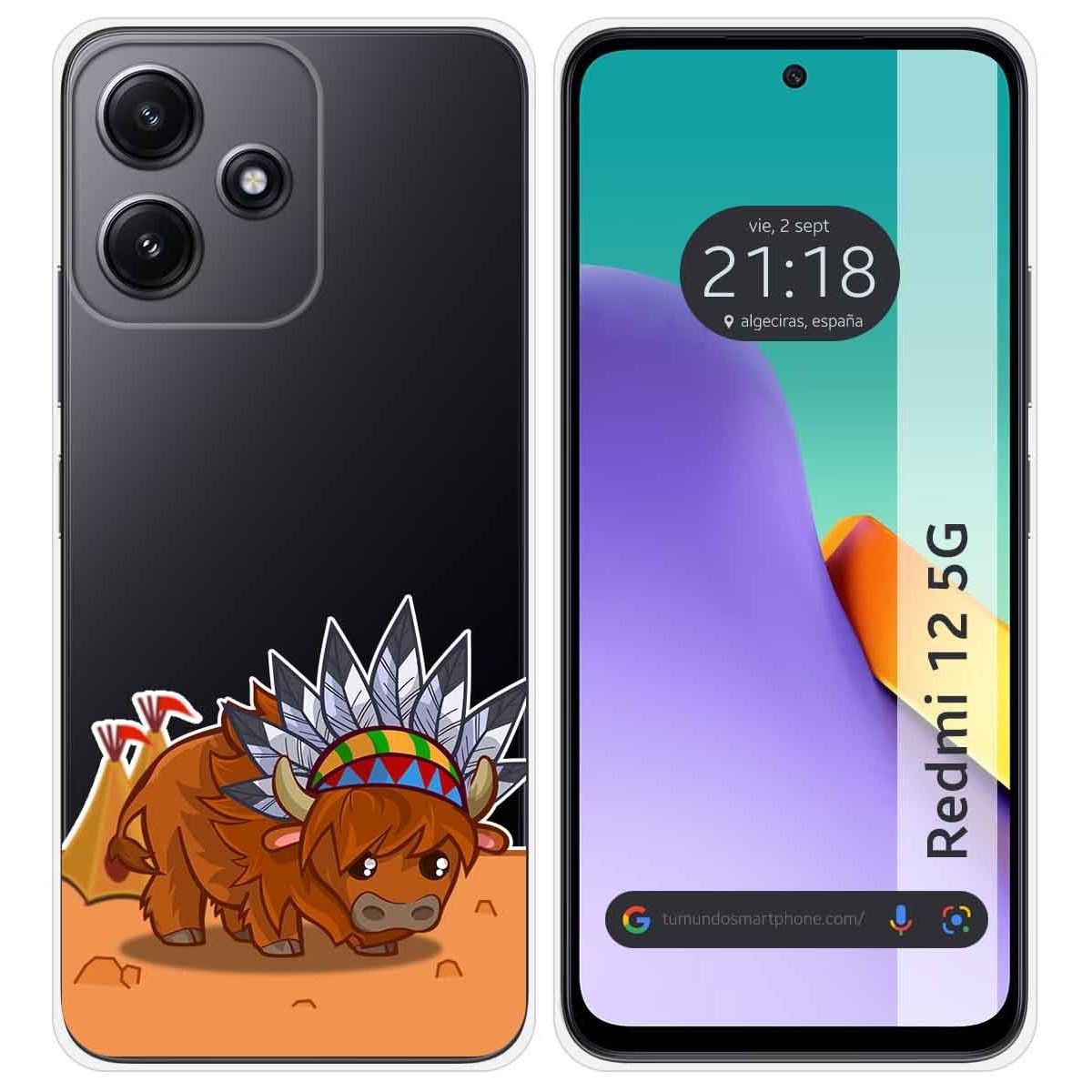 Funda Silicona Transparente para Xiaomi Redmi 12 5G diseño Bufalo Dibujos