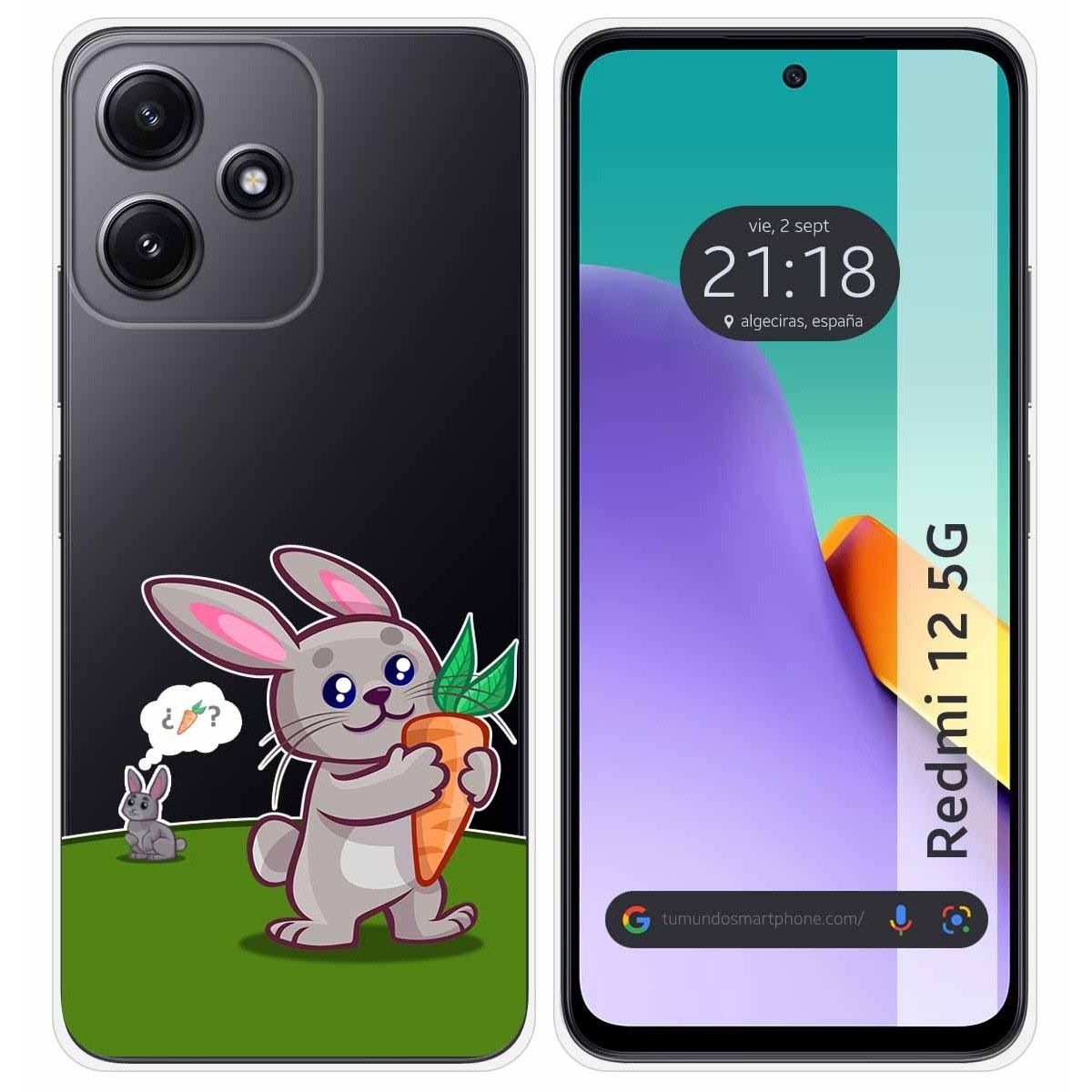 Funda Silicona Transparente para Xiaomi Redmi 12 5G diseño Conejo Dibujos