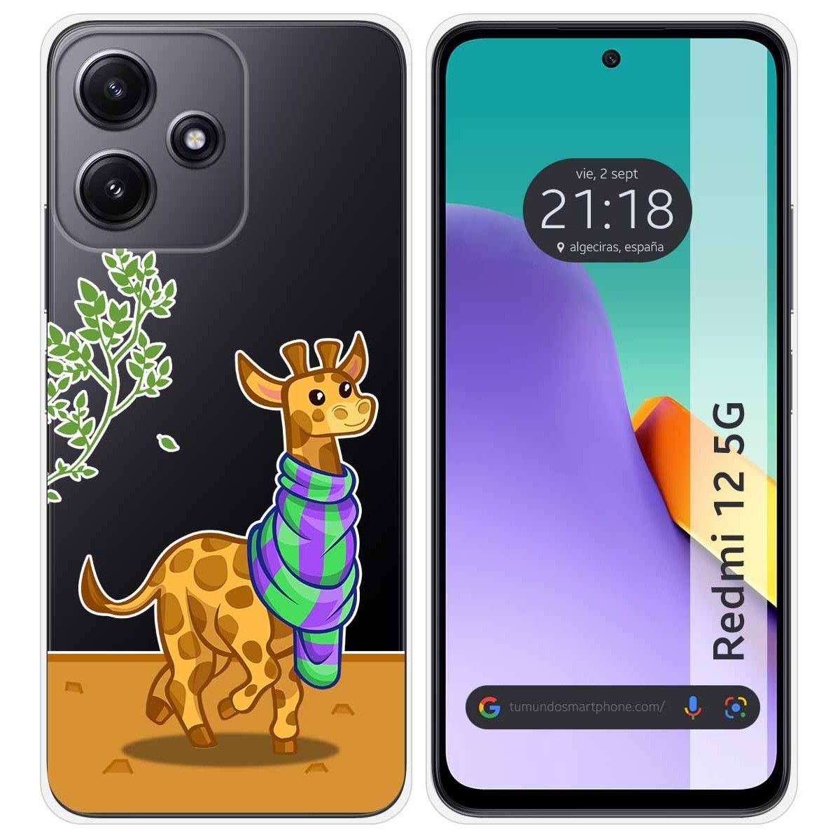 Funda Silicona Transparente para Xiaomi Redmi 12 5G diseño Jirafa Dibujos