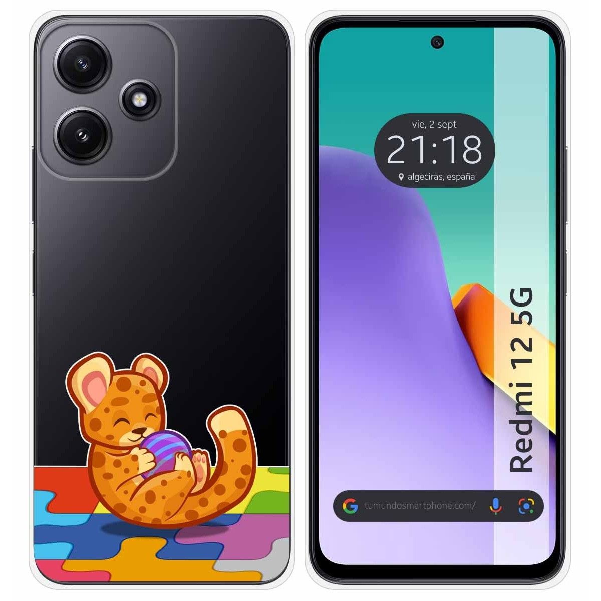 Funda Silicona Transparente para Xiaomi Redmi 12 5G diseño Leopardo Dibujos