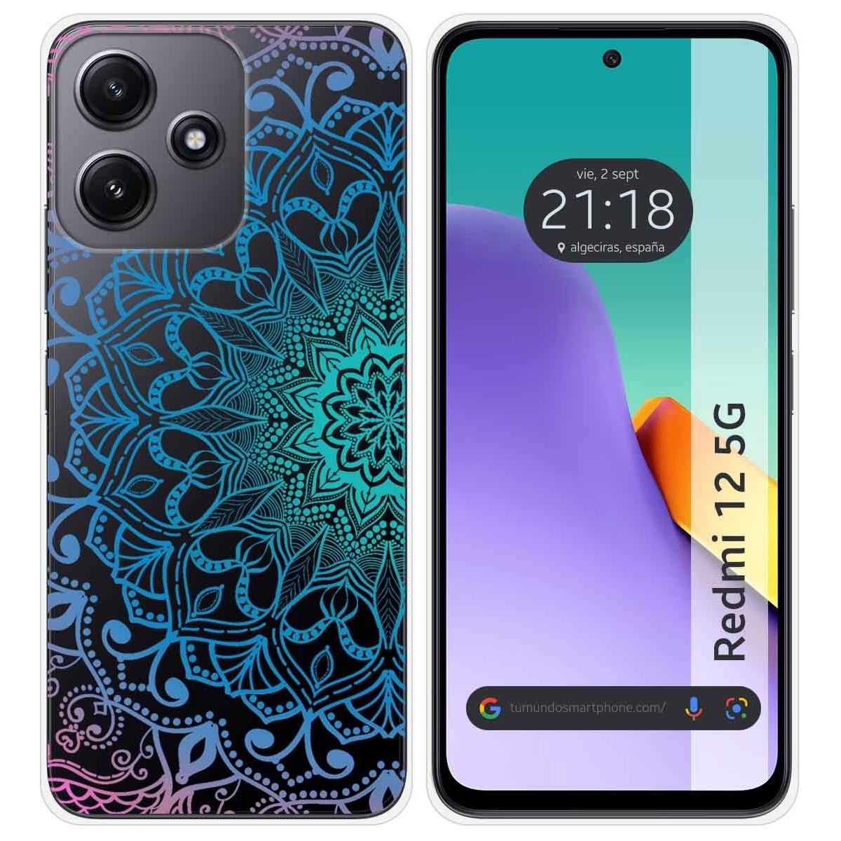 Funda Silicona Transparente para Xiaomi Redmi 12 5G diseño Mandala Dibujos