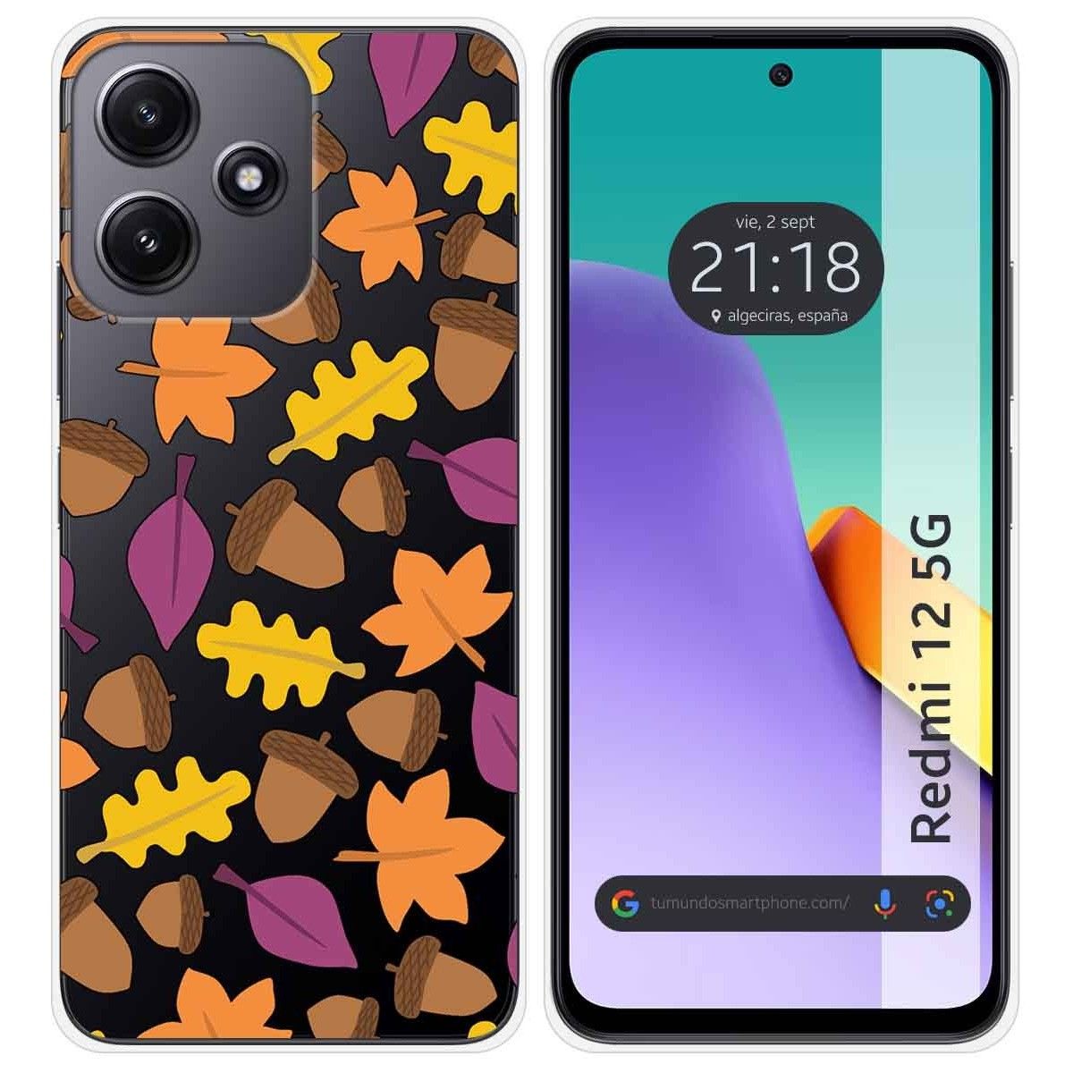 Funda Silicona Transparente para Xiaomi Redmi 12 5G diseño Otoño Dibujos