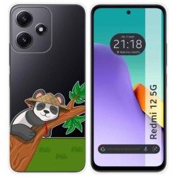 Funda Silicona Transparente para Xiaomi Redmi 12 5G diseño Panda Dibujos
