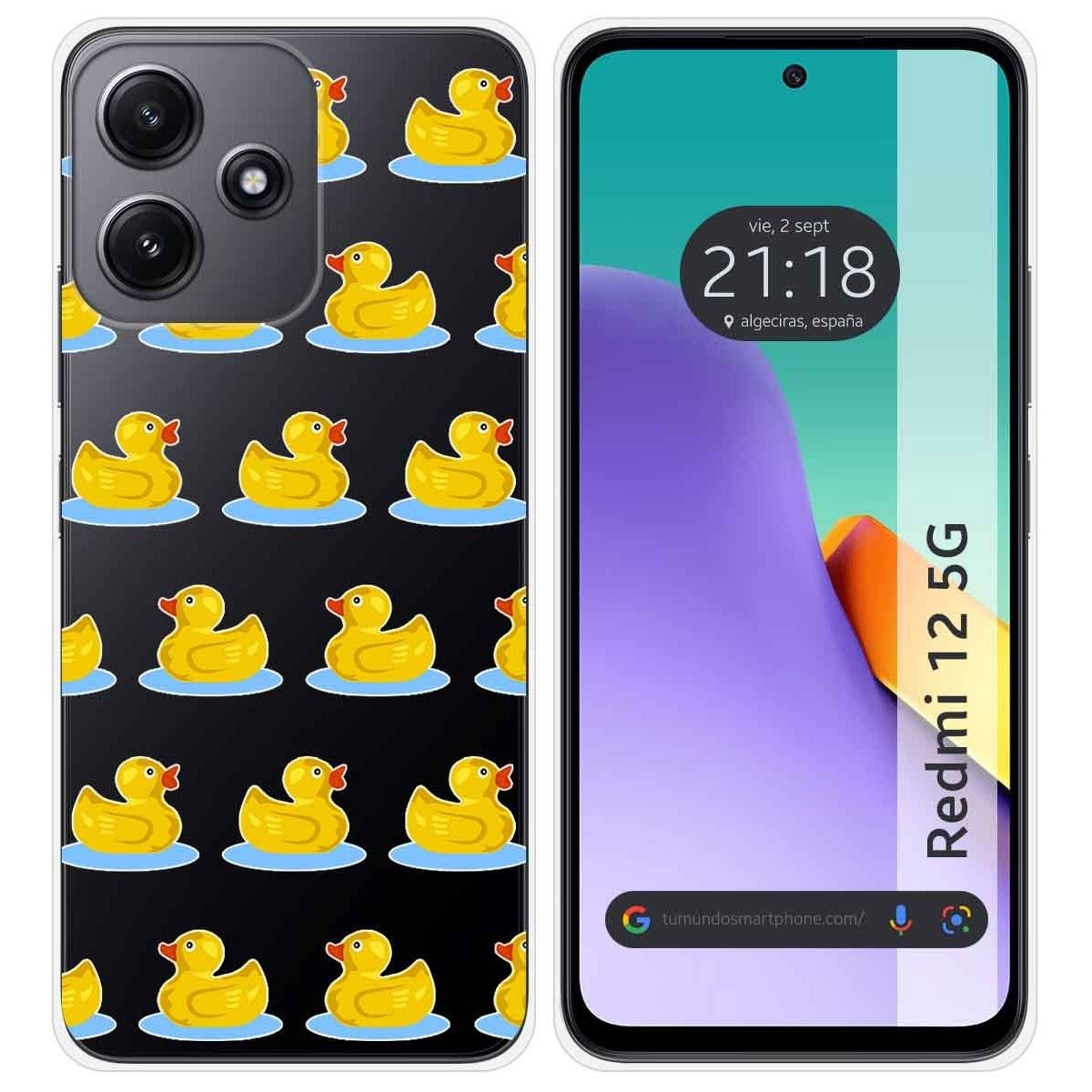 Funda Silicona Transparente para Xiaomi Redmi 12 5G diseño Pato Dibujos