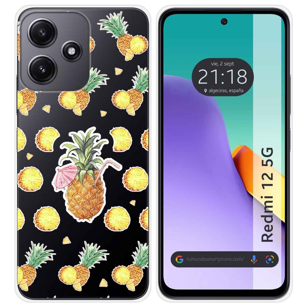 Funda Silicona Transparente para Xiaomi Redmi 12 5G diseño Piña Dibujos