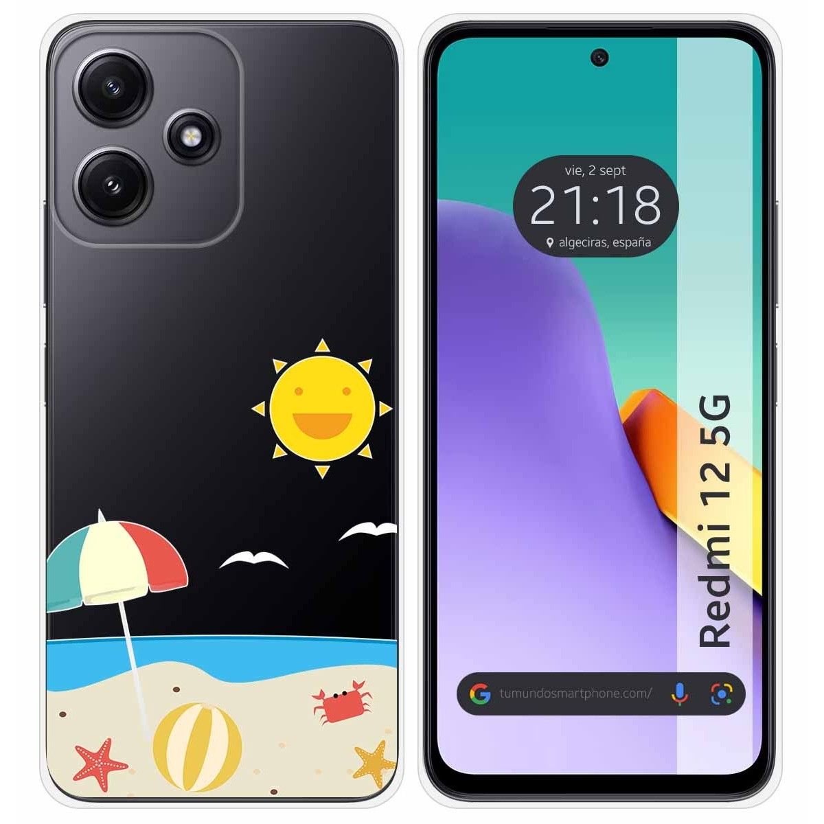 Funda Silicona Transparente para Xiaomi Redmi 12 5G diseño Playa Dibujos