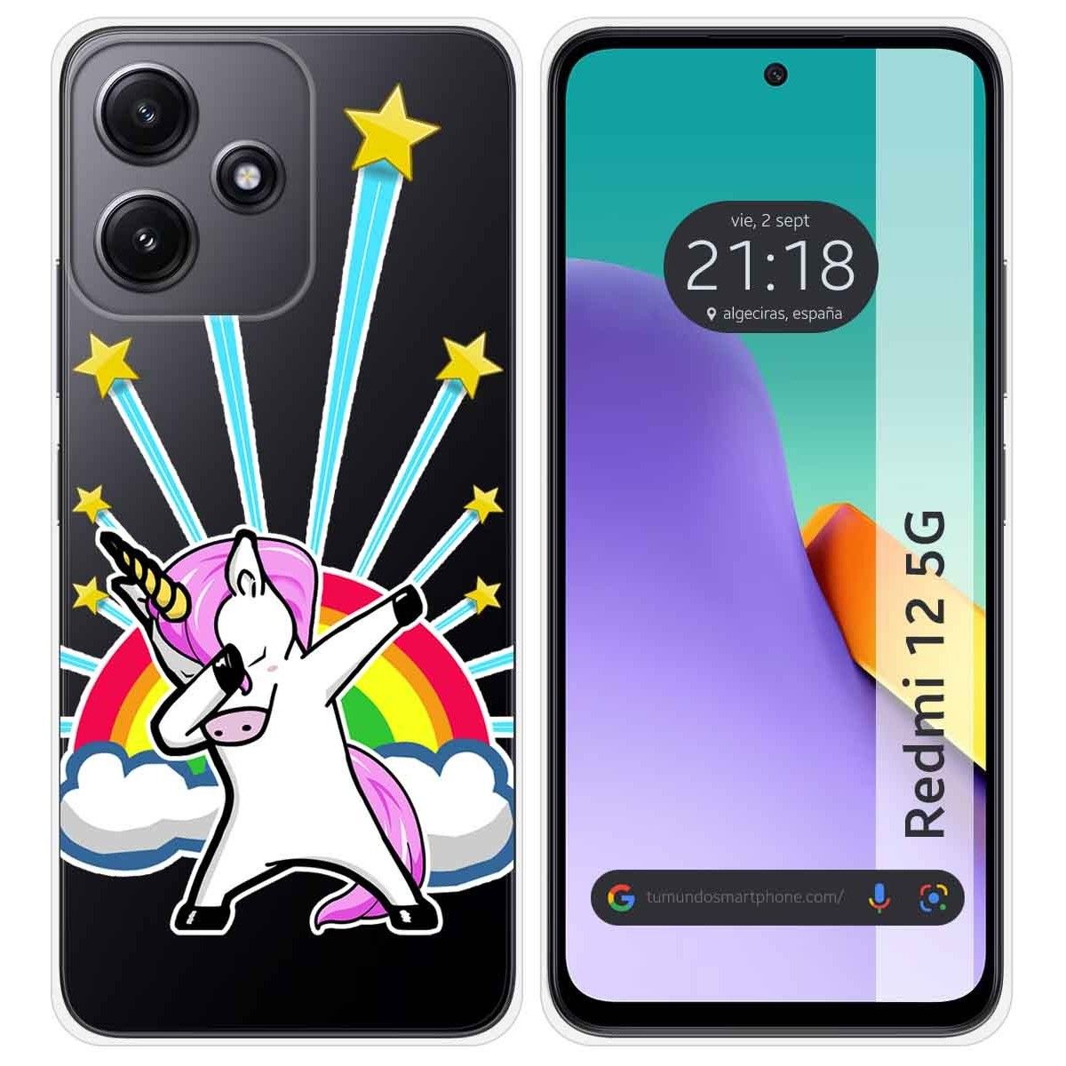 Funda Silicona Transparente para Xiaomi Redmi 12 5G diseño Unicornio Dibujos