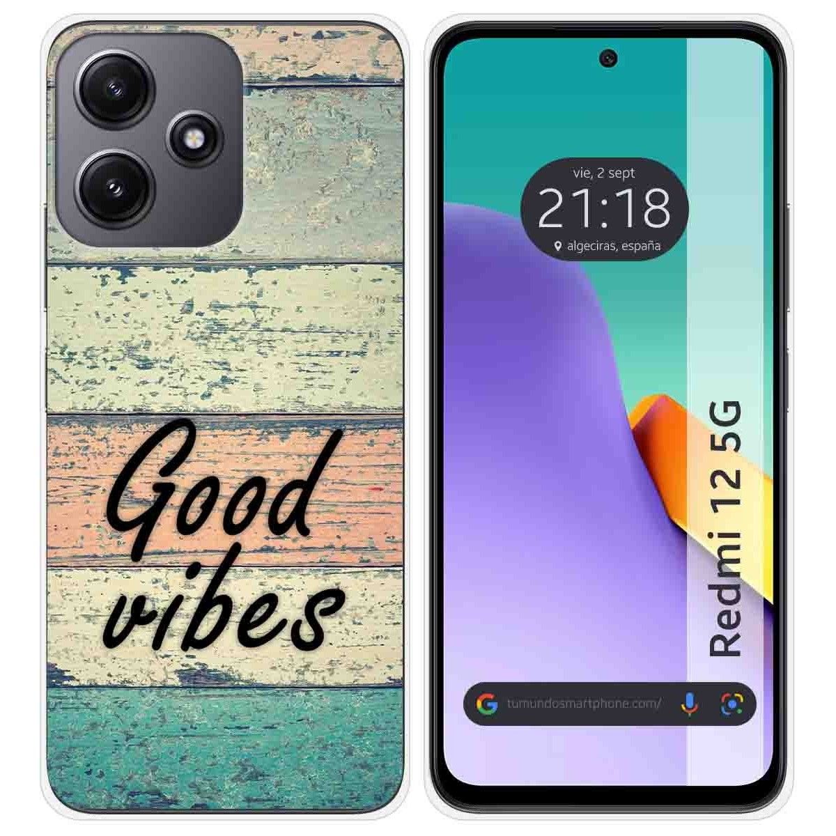 Funda Silicona para Xiaomi Redmi 12 5G diseño Madera 01 Dibujos