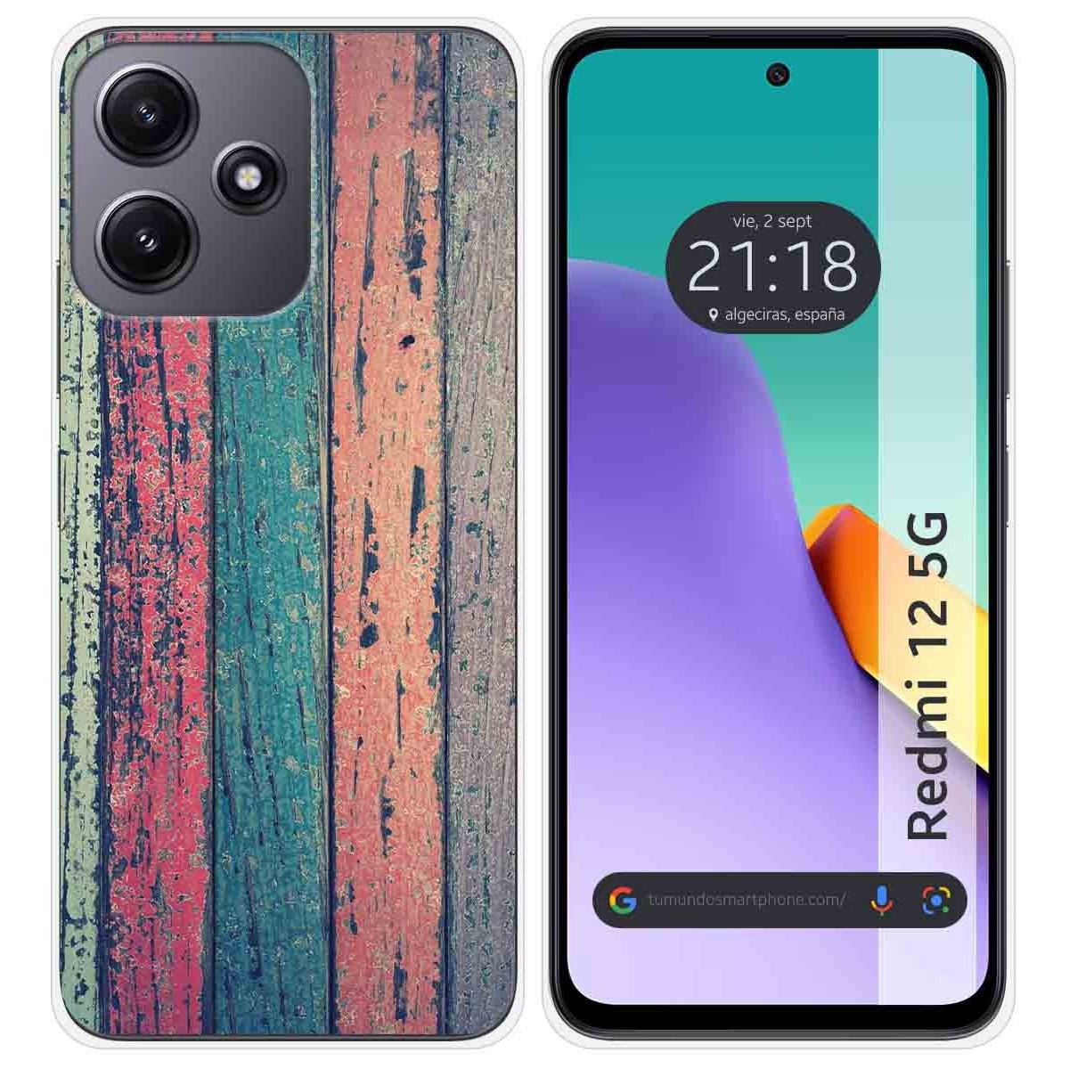 Funda Silicona para Xiaomi Redmi 12 5G diseño Madera 10 Dibujos