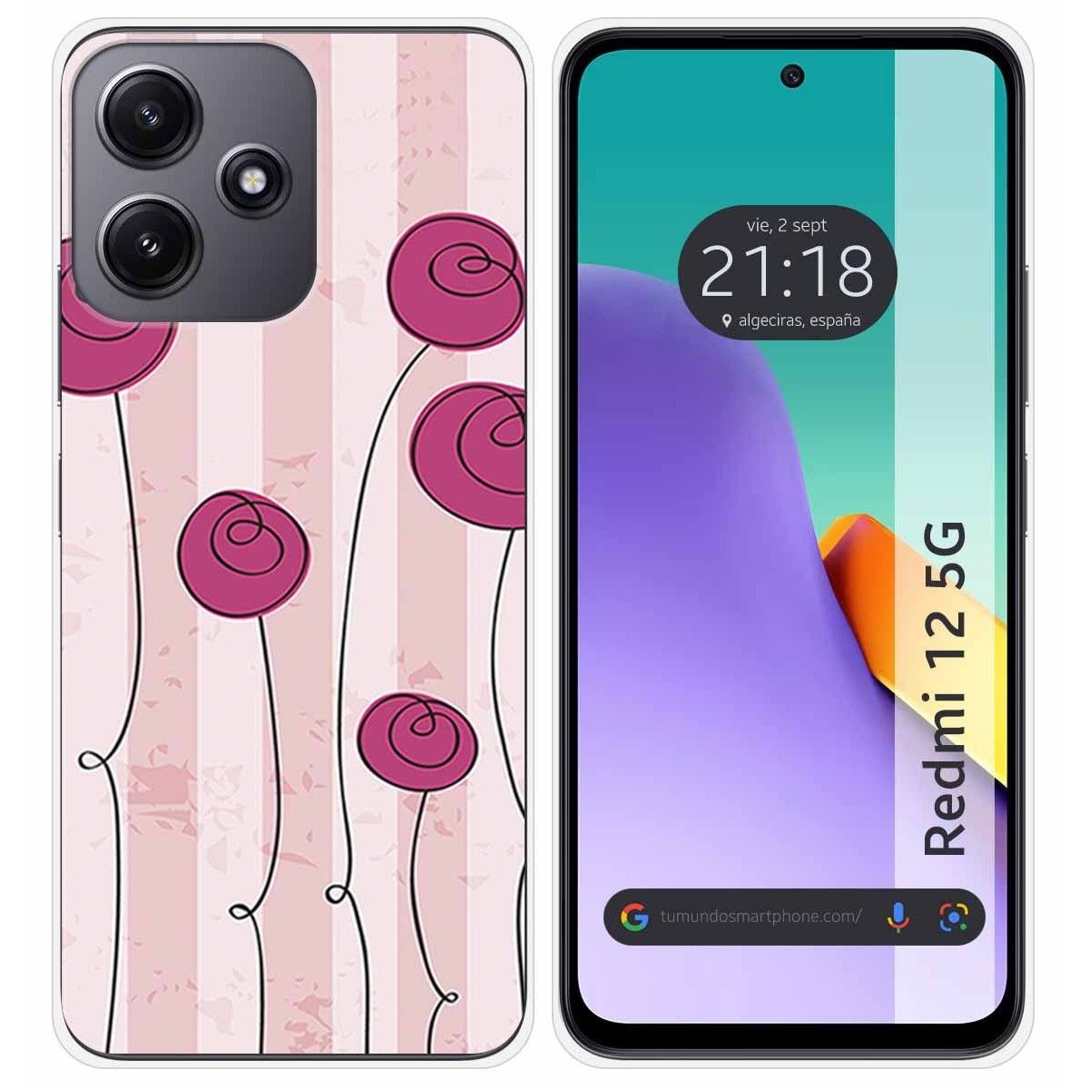 Funda Silicona para Xiaomi Redmi 12 5G diseño Flores Vintage Dibujos